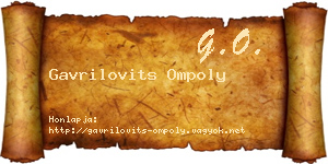 Gavrilovits Ompoly névjegykártya